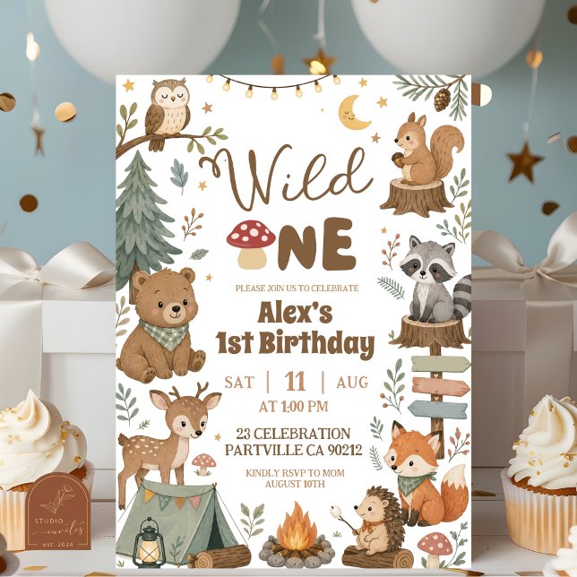 Waldtiere Wilder Junge 1. Geburtstag Einladung (Von Creator hochgeladen)