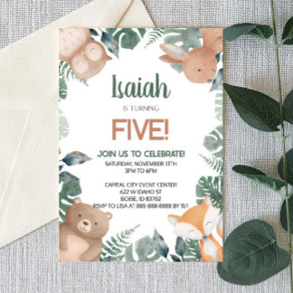 Waldtiere Wildtiere Wildtiere Geburtstagsparty Einladung