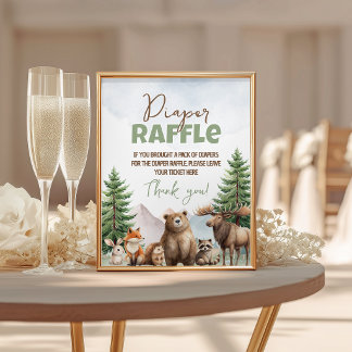 Waldtiere-Windel-Raffle-Schild 8x10 Sockelschild