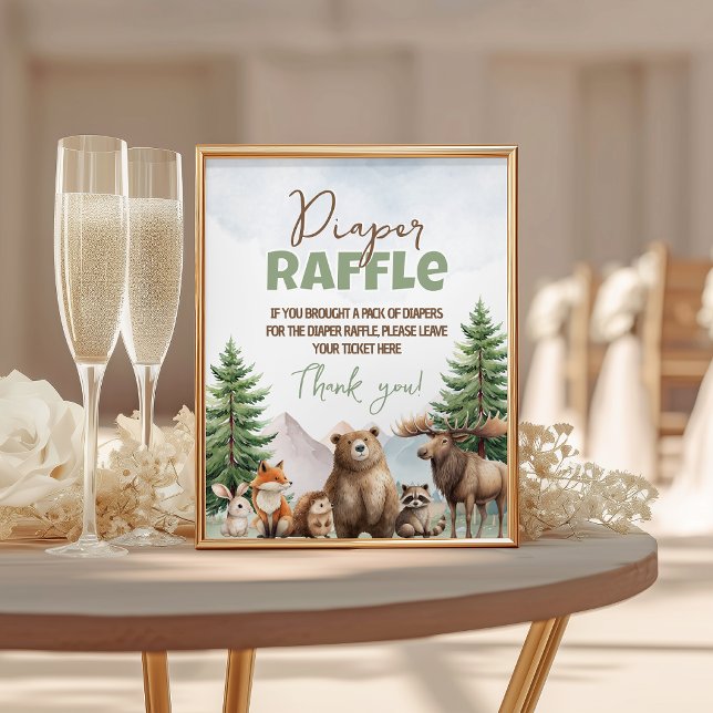 Waldtiere-Windel-Raffle-Schild 8x10 Sockelschild (Von Creator hochgeladen)
