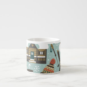 Waldtiere: Winter nahtloses Vintage-Muster. Espressotasse
