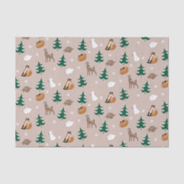 Waldtiere Winter Pattern Pine Tree Schnee Seidenpapier