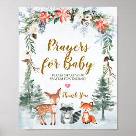 Waldtiere Winter Tiere Waldgebet für Baby Poster
