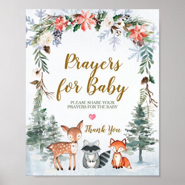 Waldtiere Winter Tiere Waldgebet für Baby Poster (Vorne)