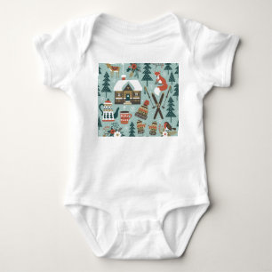 Waldtiere: Winter Vintag nahtlos. Baby Strampler