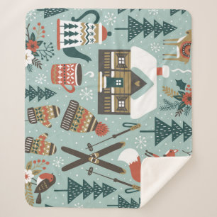 Waldtiere: Winter Vintag nahtlos. Sherpadecke