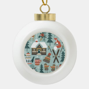 Waldtiere: Winter-Vintage-Nahtlos. Keramik Kugel-Ornament