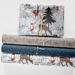 Waldtiere Winterwald Geschenkpapier Set
