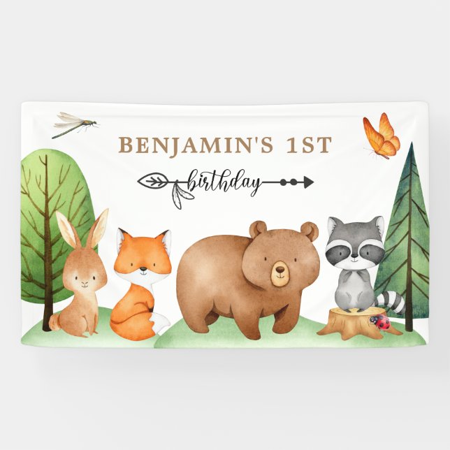 Waldtiere zum Geburtstag Banner (Horizontal)