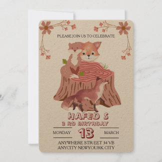 Waldtiere zum Geburtstag Einladung: Niederwald Einladung