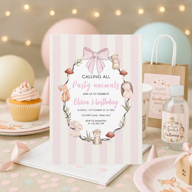 Waldtiere zum Geburtstag Einladung | Rustikales Ro (Von Creator hochgeladen)