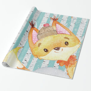Waldtierfreunde im Winter Forest Fox Geschenkpapier