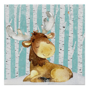 Waldtierfreunde in den Winter-Waldrotwild Poster