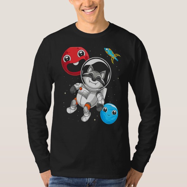 Waldtiermüll Panda Space Raccoon Astronaut T-Shirt (Vorderseite)