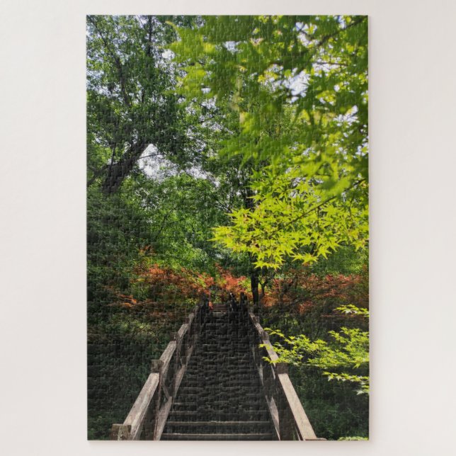 Waldtreppe Natur Herbst Puzzle (Vertikal)