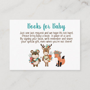 Waldtribal-Baby-Shower-Buch-Anfragekarten Begleitkarte