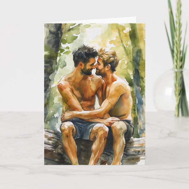 Waldumarmung Aquarell Karte (Vorderseite)