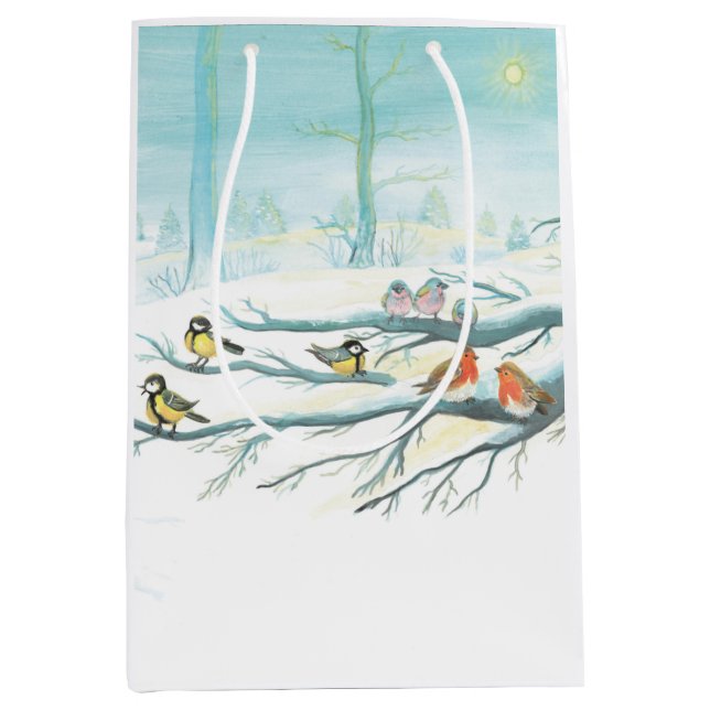 Waldvögel im Winter Mittlere Geschenktüte (Vorderseite)