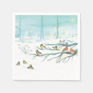 Waldvögel im Winter Serviette
