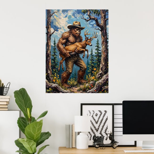 Waldwächter: Bigfoot and the Deer Poster (Heimbüro)