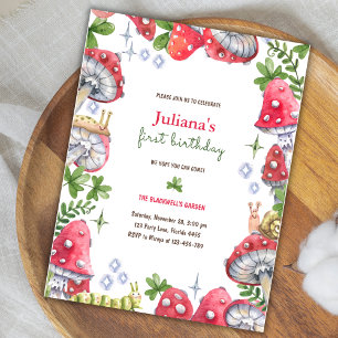 Waldwald Aquarellfarben Pilz Geburtstagsparty Postkarte