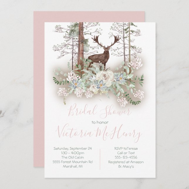 Waldwald Brautparty Einladung (Vorne/Hinten)