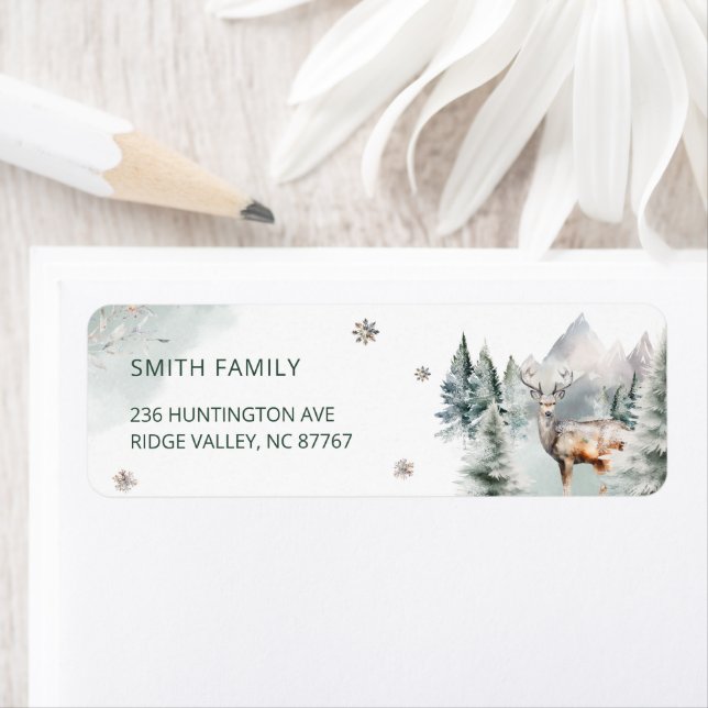 Waldwald Deer Winter Baby Rücksendeadresse (Insitu)