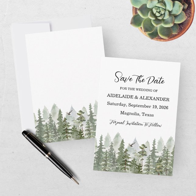 Waldwald Foto Hochzeit Grün Save The Date (Von Creator hochgeladen)
