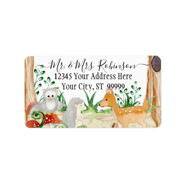 Waldwald Hirschfocken Schafe Tiere Blattweiß Adressaufkleber (Vorne)