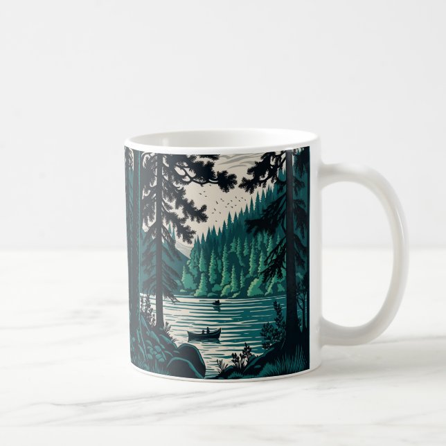 Waldwald Natur Vintager Nordlandschaftstee Kaffeetasse (Rechts)