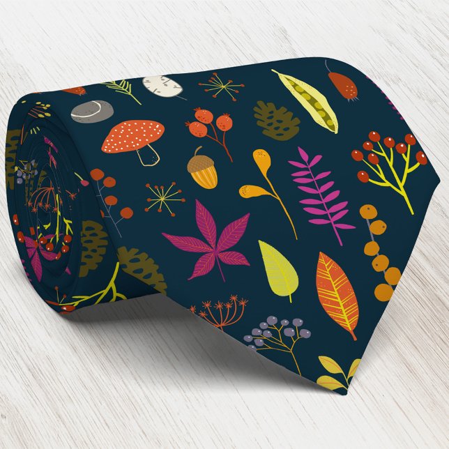 Waldwald Naturmuster dunkel Krawatte (Autumn nature woodland forest pattern dark neck tie)