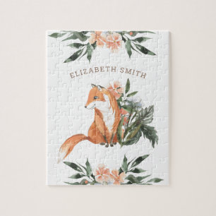 Waldwald Süße Blumenfuchs Kinder Name Puzzle
