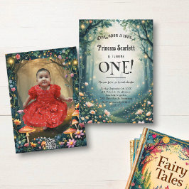 Waldwald Whimsical Mairytale 1. Geburtstag Einladung