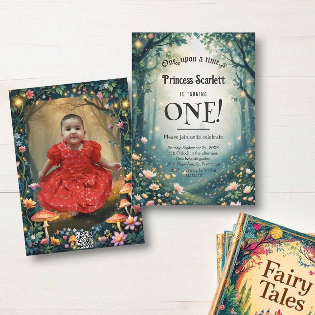 Waldwald Whimsical Mairytale 1. Geburtstag Einladung (Von Creator hochgeladen)