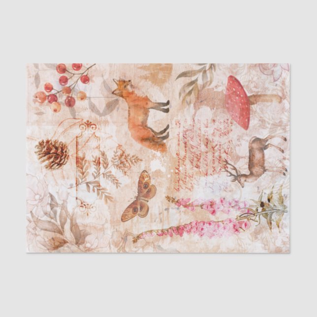 Waldwald Wildlife Fox Deoupage Seidenpapier (Vorderseite)