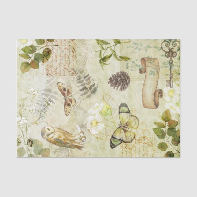 Waldwald Wildtiere Schmetterling-Decoupage Seidenpapier (Vorderseite)