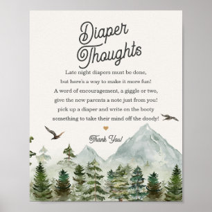 Waldwald Windeln Gedanken Babydusche Zeichen Poster