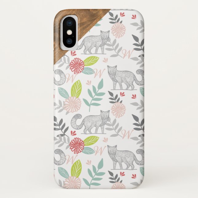 WaldwaldFox u. Blumenlaub-Monogramm Case-Mate iPhone Hülle (Rückseite)