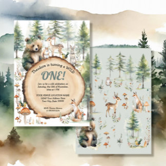 Waldwaldland Niedliche Tiere Bären 1. Einladung