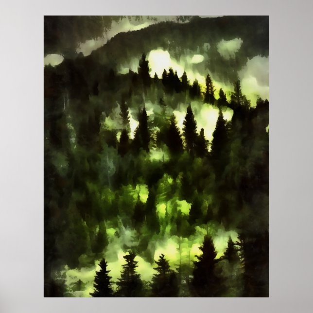 Waldwaldlandschaften - Malerei Poster (Vorne)