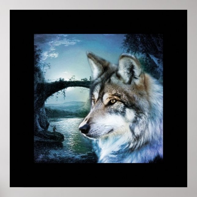 Waldwaldmoonlight Vollmondwolf Poster (Vorne)