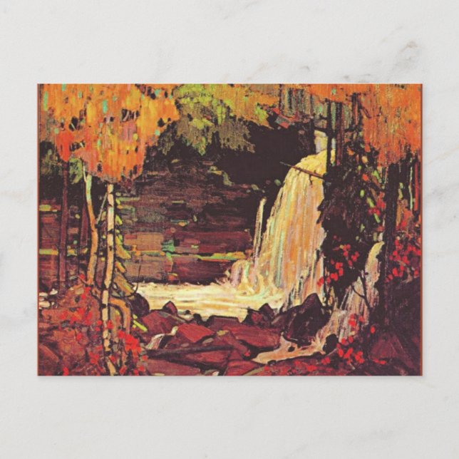 Waldwasserfall, Kunstmalerei, Postkarte (Vorderseite)
