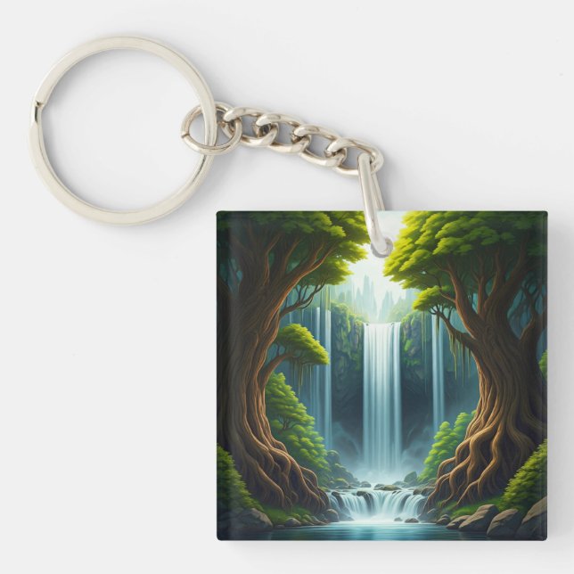 Waldwasserfall Schlüsselanhänger (Vorderseite)