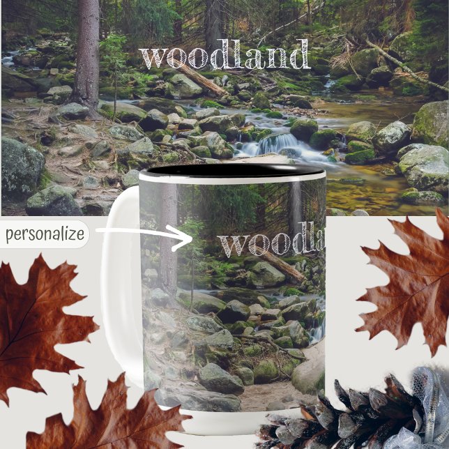 Waldwasserfallposter Zweifarbige Tasse (Von Creator hochgeladen)