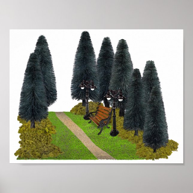 Waldweg durch den Park Poster (Vorne)
