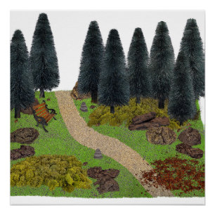 Waldweg durch den Park Poster