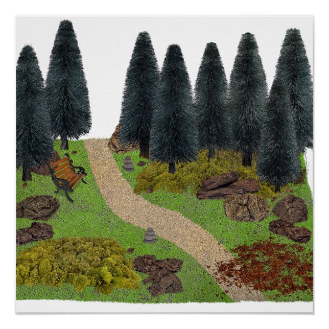 Waldweg durch den Park Poster (Vorderseite)