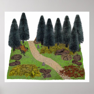 Waldweg durch den Park Poster