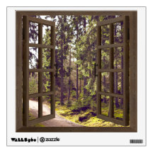 Waldweg-Fenster-Rahmen-Wand-Grafik