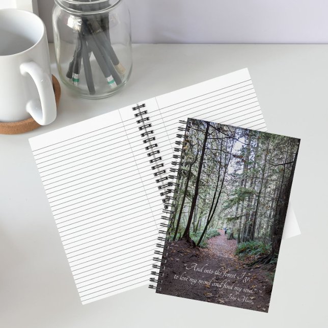 Waldweg Foto mit John Muir Quote Notizbuch (In Situ)